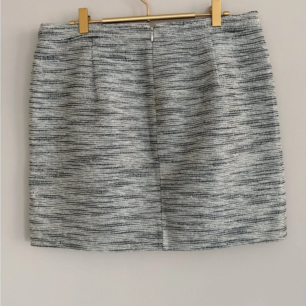 J Crew Textured Tweed Flap Mini Skirt Black Silver 10